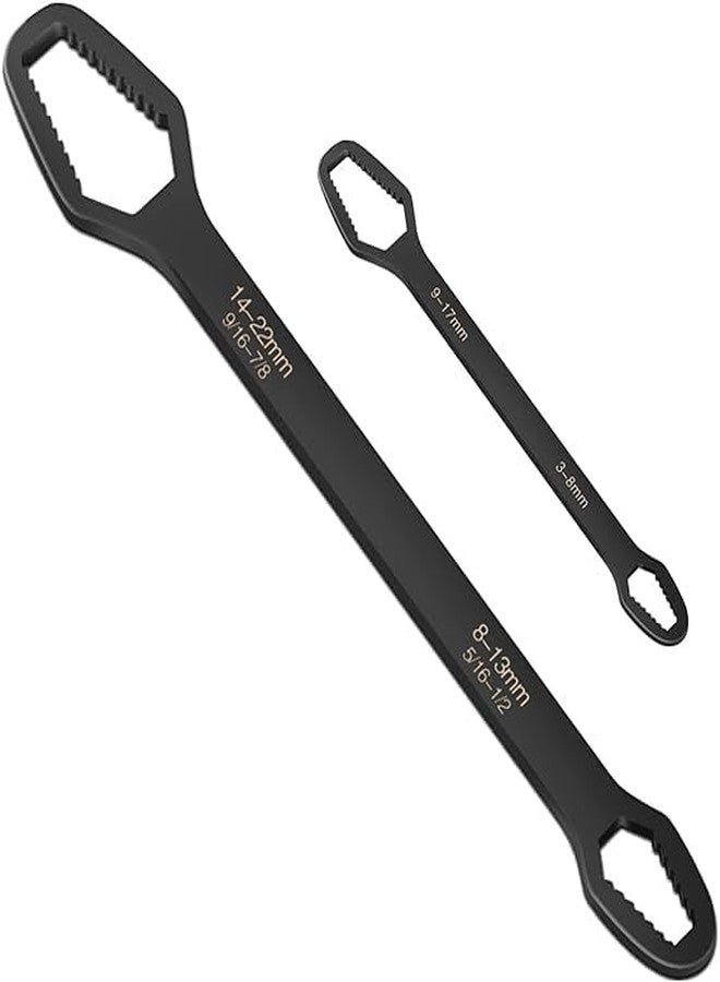 SUNNIFA 2 PCS Universal Multi-Size Double Ended Spanner Wrench Set (8-22mm) | Flat Heavy Duty Mechanic Hand Tool for Bike, Car & Home Repair - Image 1